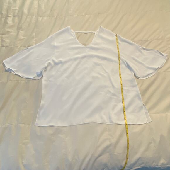 Chicos Tunic 3 XL White Flowy Flutter Sleeve Minimalist Feminine - Picture 2 of 15